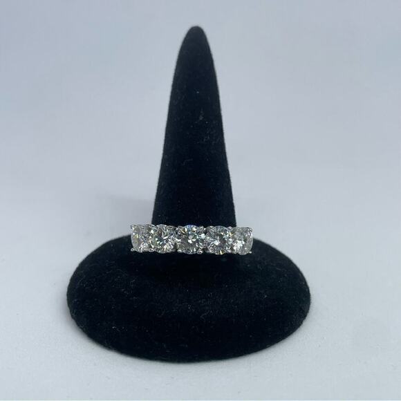 Moissanite Diamond Ring Wedding Band 5 Year Anniversary 5 Stone 2.5 Ct - Picture 8 of 11